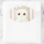 Schattige Puffy Kawaii Konijnenkonijn Ovale Sticker (Tas)