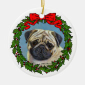 Schattige Pug Art van Glenda S. Harlan Keramisch Ornament (Voorkant)