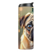 Schattige Pug Close-up | Aangepaste Hondenfoto Thermosbeker (Gedraaid links)