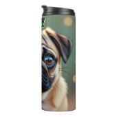 Schattige Pug Close-up | Aangepaste Hondenfoto Thermosbeker (Geroteerd rechts)
