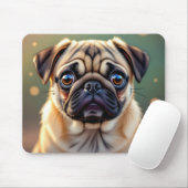 Schattige Pug Close-up | Cute Hond Muismat (Met muis)