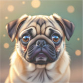 Schattige Pug Close-up | Cute Hond Sticker (Voorkant)