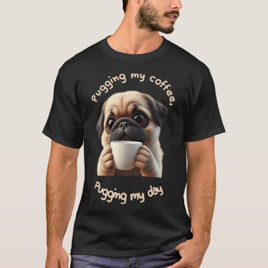 Schattige Pug - Coffieliefhebber T-shirt (Voorkant)