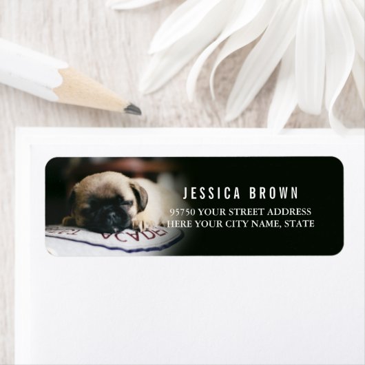 Schattige  Pug custom retour adres label (Insitu)