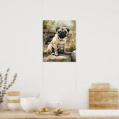 Schattige Pug Dog Art Print Poster (Keuken)
