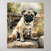 Schattige Pug Dog Art Print Poster (Voorkant)