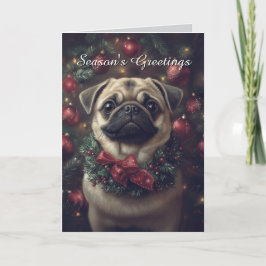 Schattige Pug Dog Christmas Kaart