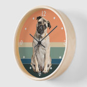 Schattige Pug Dog Retro Sunset Clock (Hoek)