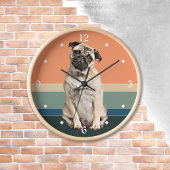 Schattige Pug Dog Retro Sunset Clock