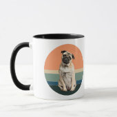 Schattige Pug Dog Retro Sunset Mok (Links)