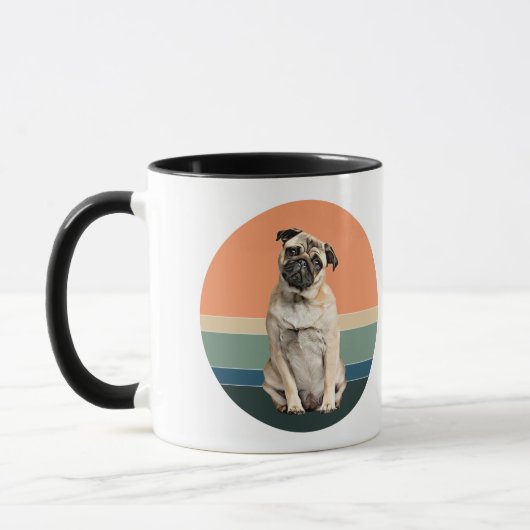 Schattige Pug Dog Retro Sunset Mok (Links)
