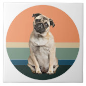 Schattige Pug Dog Retro Sunset Tegeltje (Voorkant)