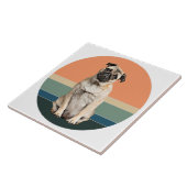 Schattige Pug Dog Retro Sunset Tegeltje (Zijkant)