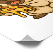 Schattige pug donut cartoon grappig knagend poster (Hoek)