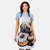 Schattige pug donut cartoon grappig knagend schort (Gedragen)
