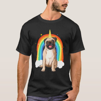 Schattige Pug Eenhoorn Unipug Pug Hond T-shirt
