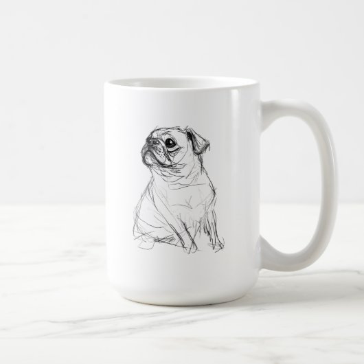 Schattige Pug Elegant Ontwerp Koffiemok (Rechts)