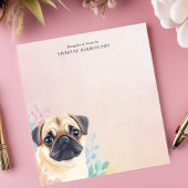 Schattige Pug en Pastel Waterverf Gepersonaliseerd Notitieblok