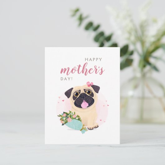 Schattige Pug Fijne Moederdag kaart (Staand voorkant)