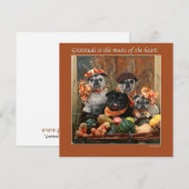 Schattige Pug Flat Thanksgiving-kaart Feestdagenkaart (Voorkant / Achterkant)