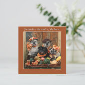 Schattige Pug Flat Thanksgiving-kaart Feestdagenkaart (Staand voorkant)