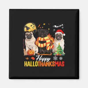 Schattige Pug Gelukkig Hallothanksmas Halloween Th Magneet