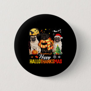 Schattige Pug Gelukkig Hallothanksmas Halloween Th Ronde Button 5,7 Cm