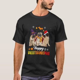 Schattige Pug Hallothanksmas Halloween Thanksgivin T-shirt