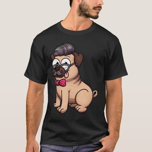 Schattige Pug Hipster Klassieker 602 T-shirt (Voorkant)