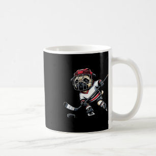 Schattige Pug Hockey Speler Hond Voor Mannen Vrouw Koffiemok