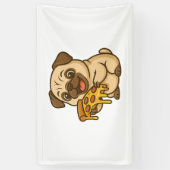 Schattige pug-hond met donut-snoepdessert spandoek (Verticaal)