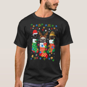Schattige Pug Hond Puppy Kerst Soks Xmas T-shirt