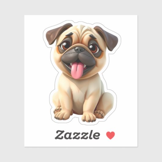 Schattige Pug Hond Sticker (Vel)