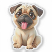 Schattige Pug Hond Sticker (Voorkant)
