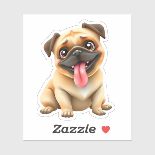 Schattige Pug Hond Sticker (Vel)
