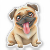 Schattige Pug Hond Sticker (Voorkant)