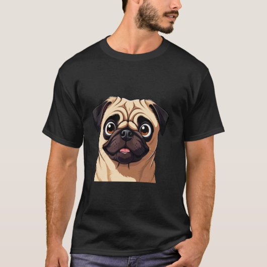 Schattige Pug hond T-shirt (Voorkant)