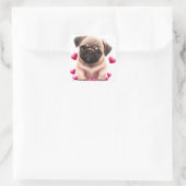 Schattige Pug Hond Valentijn Vierkante Sticker (Tas)