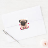 Schattige Pug Hond Valentijn Vierkante Sticker (Envelop)