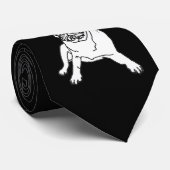 Schattige Pug Hond Zwarte Stropdas (Opgerold)