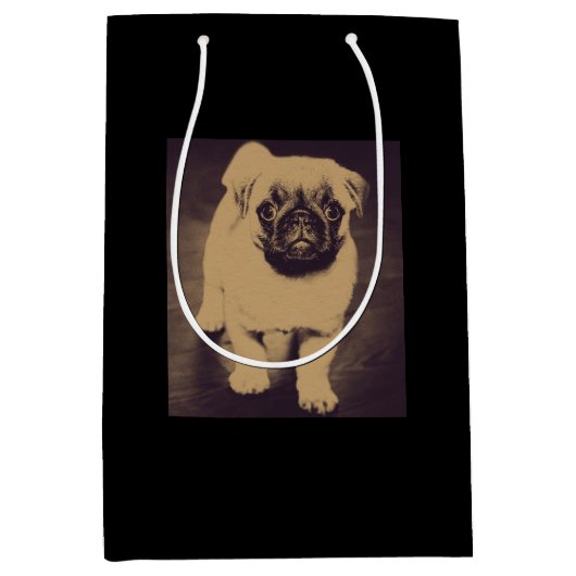 Schattige Pug Hondenportret Medium Cadeauzakje (Voorkant)