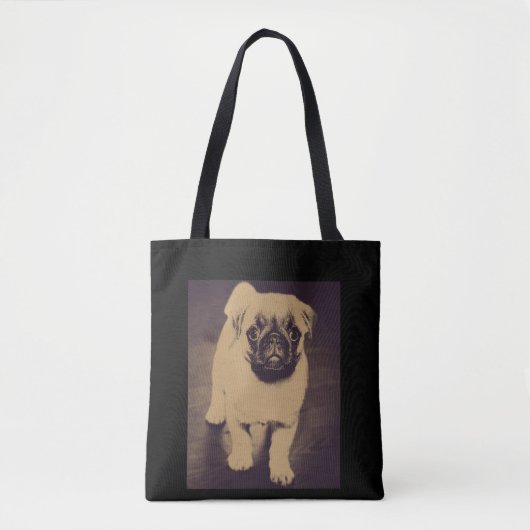 Schattige Pug Hondenportret Tote Bag (Voorkant)