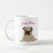 Schattige Pug Illustratie Custom Foto "Pug Mom" Koffiemok (Links)