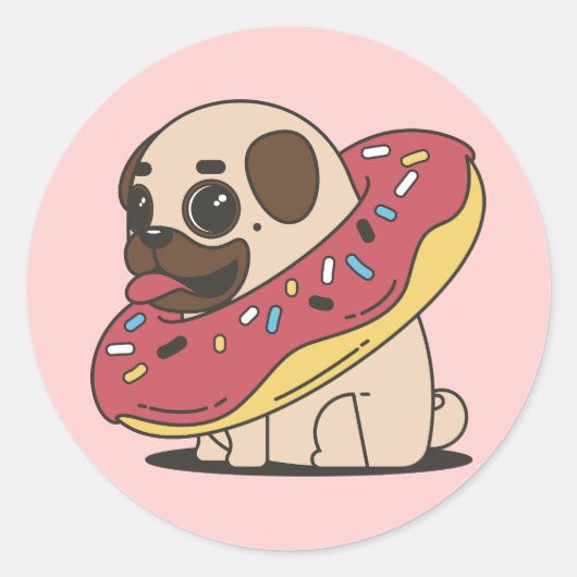 Schattige Pug in een Donut Sticker (Voorkant)