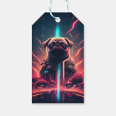 Schattige pug in Futuristic Robot Costume Cadeaulabel (Achterkant)