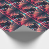 Schattige pug in Futuristic Robot Costume Cadeaupapier (Hoek)