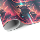 Schattige pug in Futuristic Robot Costume Cadeaupapier (Rol Hoek)