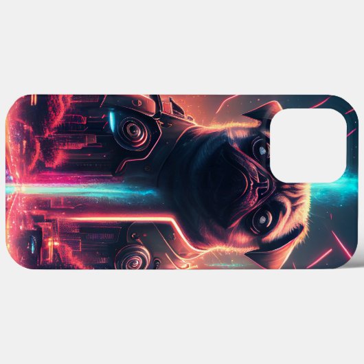 Schattige pug in Futuristic Robot Costume Case-Mate iPhone Case (Achterkant (horizontaal))
