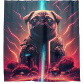 Schattige pug in Futuristic Robot Costume Douchegordijn (Voorkant)