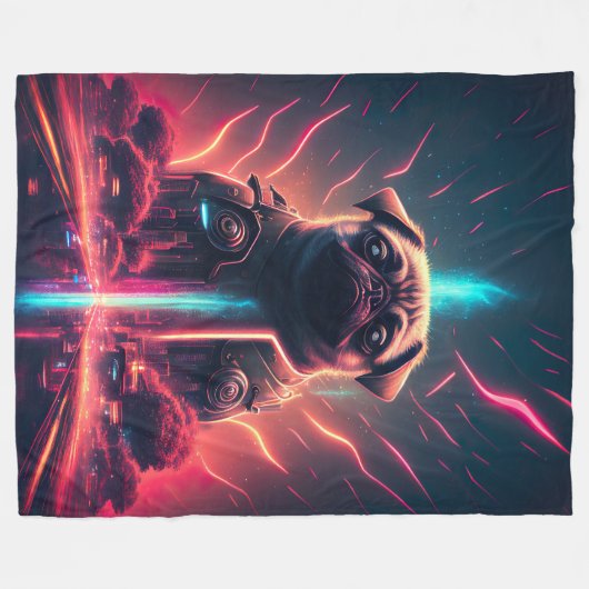 Schattige pug in Futuristic Robot Costume Fleece Deken (Voorkant (Horizontaal))